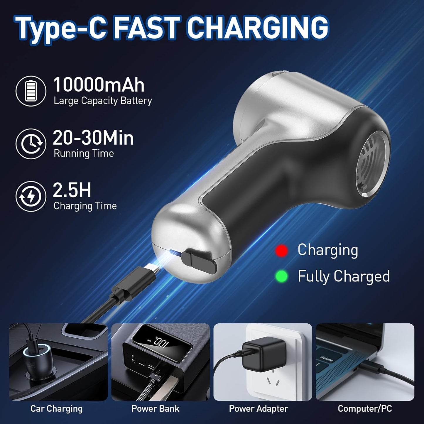 Handheld Car Vacuum Cleaner Cordless, 20000PA Powerful Mini Vacuum