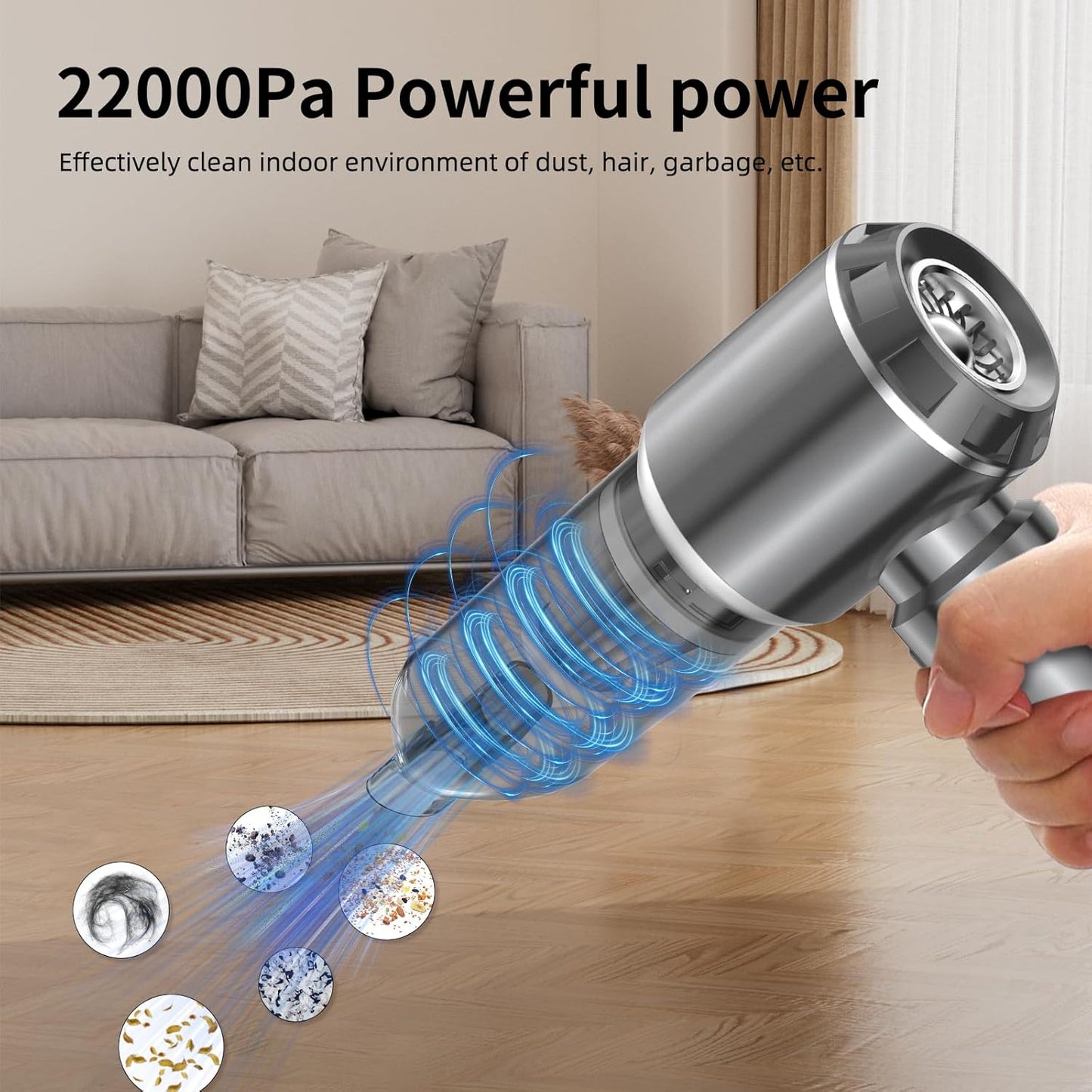Handheld Vacuum Cleaner, 22000Pa Brushless Motor Cordless Car